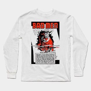 Bad Men Buffalo Bill Western Cowboy Retro Comic Long Sleeve T-Shirt